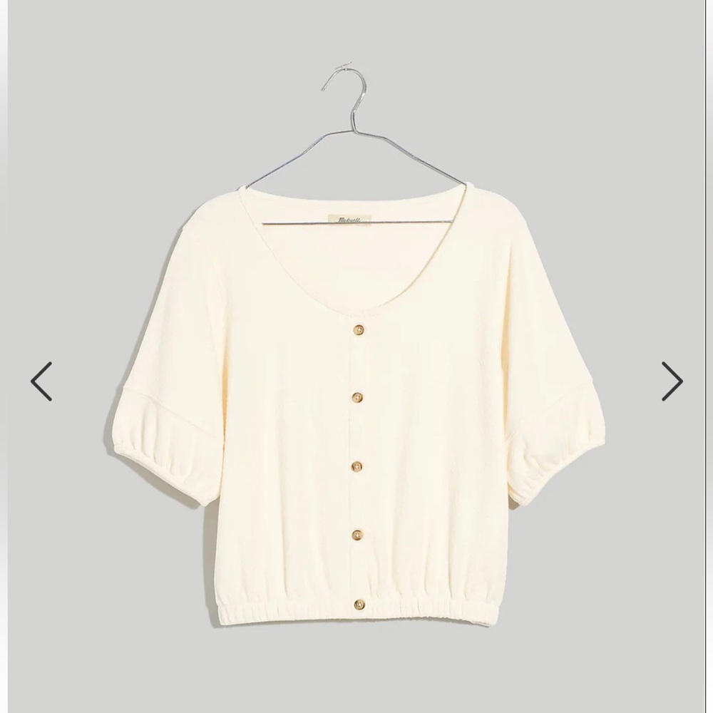 Madwell Loop-Terry Button-Front Crop Top